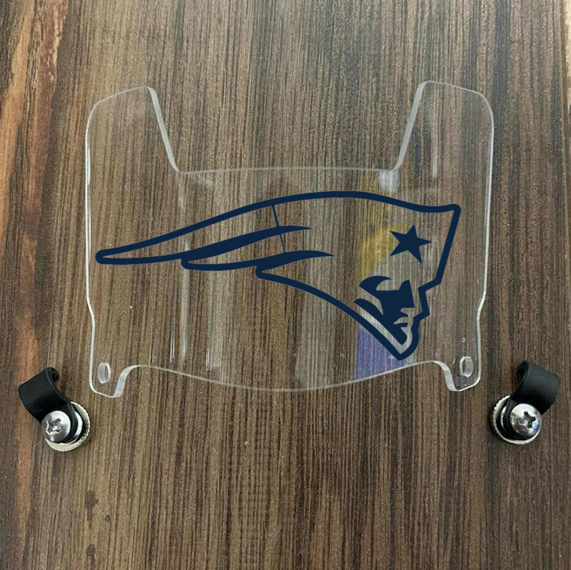 New England Patriots Mini Football Helmet Visor Shield Clear w/ Clips