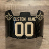 New Orleans Saints Custom Name & Number Full Size Football Helmet Visor Black Dark Tint w/ Clips - Metallic Gold