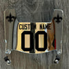 New Orleans Saints Custom Name & Number Mini Football Helmet Visor Shield Silver Chrome Mirror w/ Clips - Black