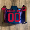 New York Giants Custom Name & Number Full Size Football Helmet Visor Shield Blue Iridium Mirror w/ Clips - Red