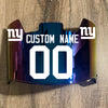 New York Giants Custom Name & Number Full Size Football Helmet Visor Shield Blue Iridium Mirror w/ Clips - White
