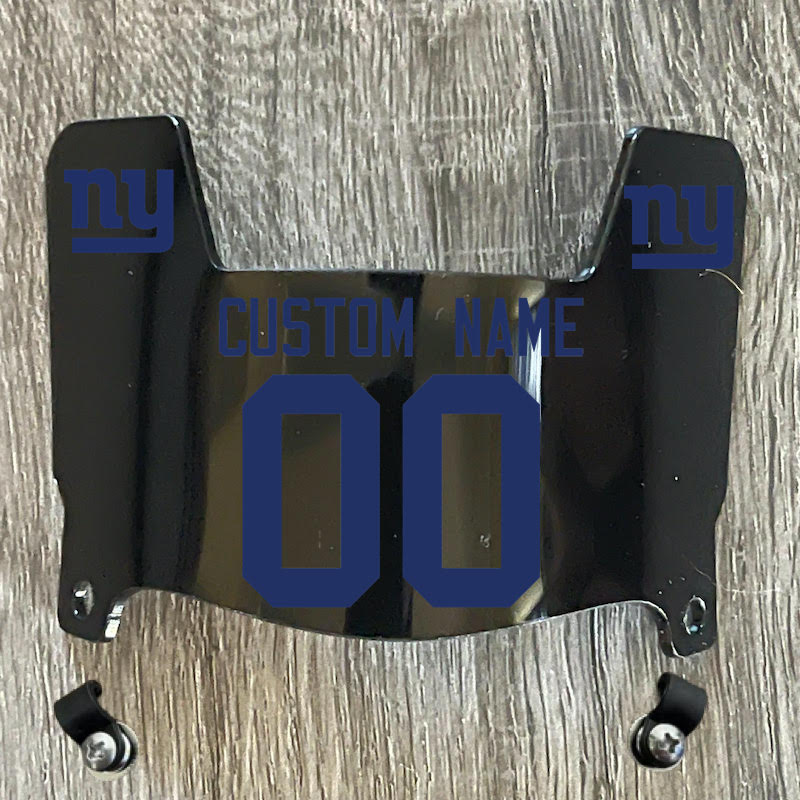 New York Giants Custom Name & Number Mini Football Helmet Visor Shield Black Dark Tint w/ Clips - BLUE