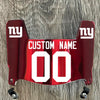 New York Giants Custom Name & Number Mini Football Helmet Visor Shield Red Chrome Mirror w/ Clips - White