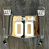 New York Giants Custom Name & Number Mini Football Helmet Visor Shield Silver Chrome Mirror w/ Clips - White