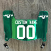 New York Jets Custom Name & Number Mini Football Helmet Visor Shield Green Chrome Mirror w/ Clips - White