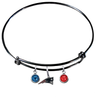 New England Patriots Black NFL Expandable Wire Bangle Charm Bracelet