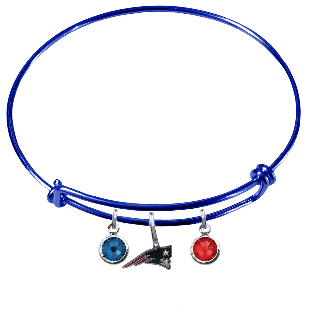 New England Patriots Blue NFL Expandable Wire Bangle Charm Bracelet