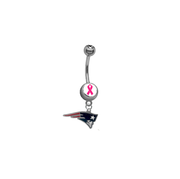 New England Patriots Breast Cancer Awareness NFL Football Belly Button Navel Ring