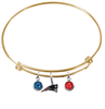 New England Patriots Gold NFL Expandable Wire Bangle Charm Bracelet