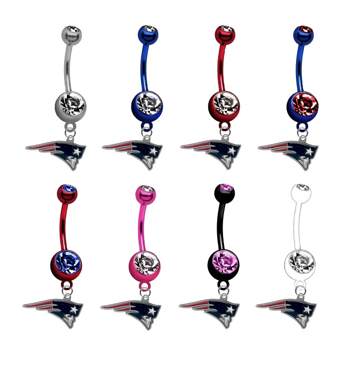 New England Patriots NFL Football Belly Button Navel Ring - Pick Your Color