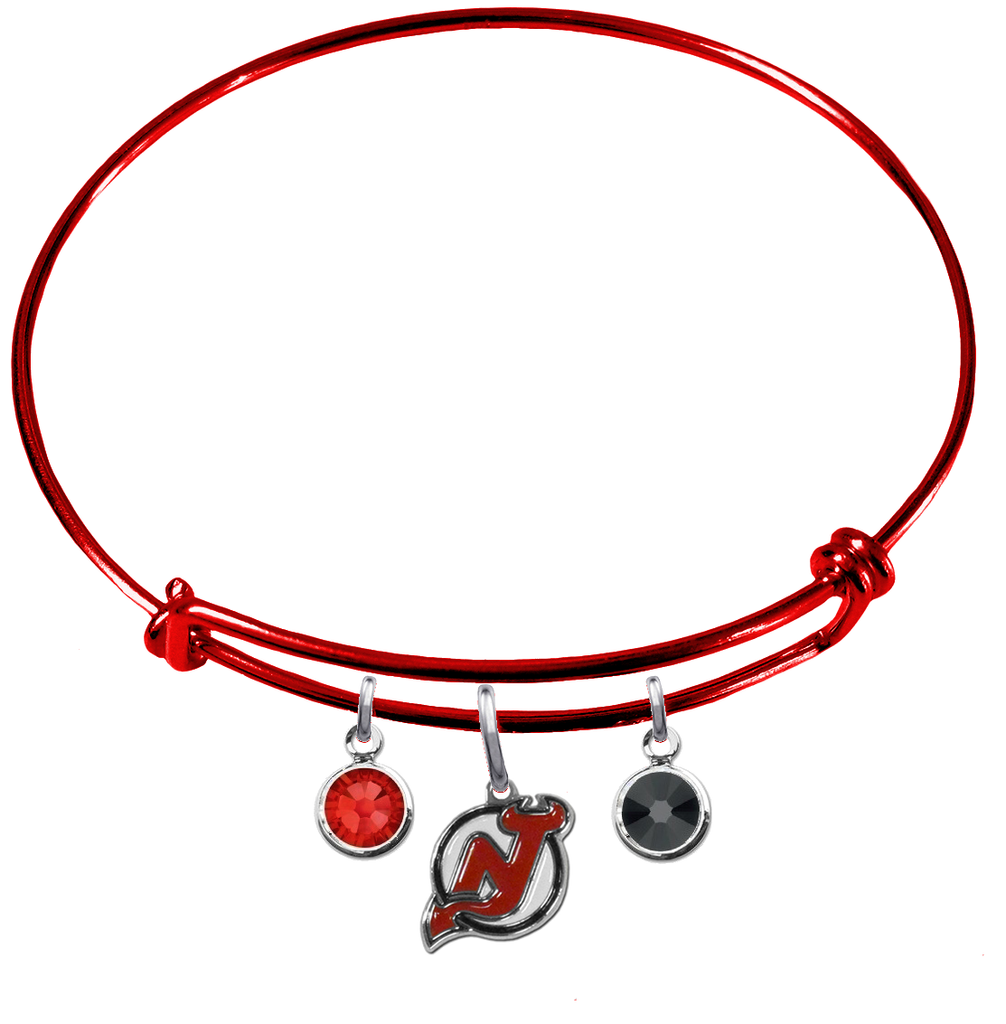 New Jersey Devils Color Edition RED Expandable Wire Bangle Charm Bracelet