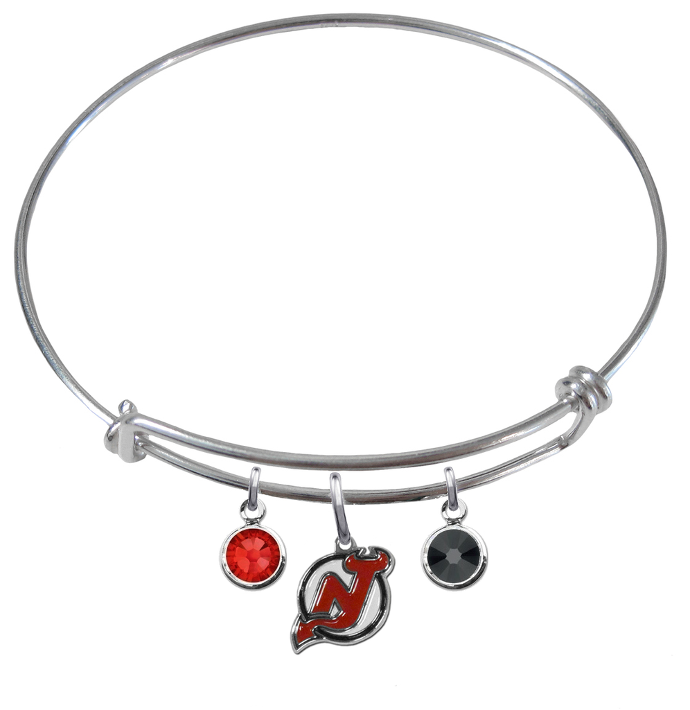 New Jersey Devils NHL Expandable Wire Bangle Charm Bracelet