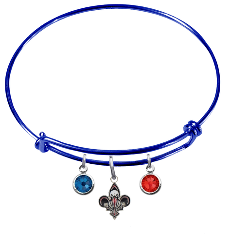 New Orleans Pelicans BLUE Color Edition Expandable Wire Bangle Charm Bracelet