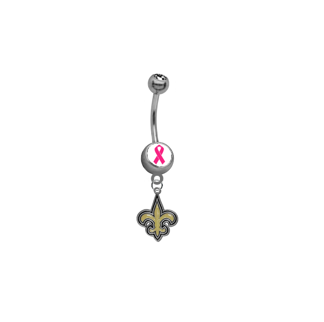 New Orleans Saints Breast Cancer Awareness NFL Football Belly Button Navel Ring