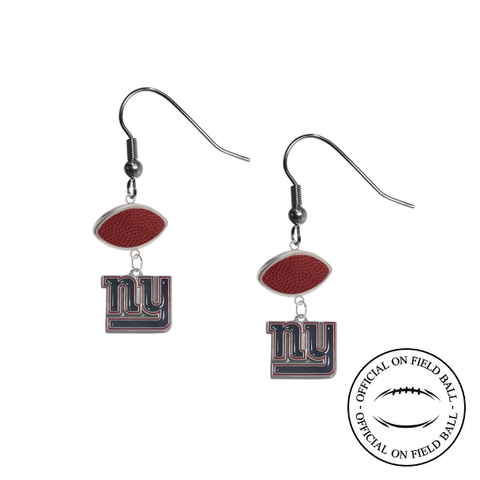 New York Giants NFL Authentic Official On Field Leather Football Dangle Earrings