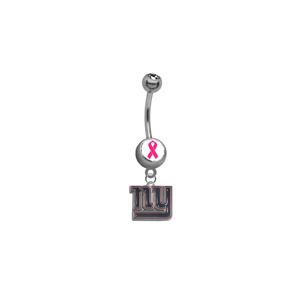 New York Giants Breast Cancer Awareness NFL Football Belly Button Navel Ring