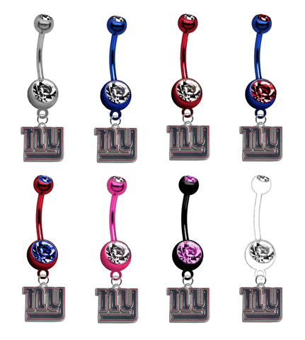 New York Giants NFL Football Belly Button Navel Ring - Pick Your Color