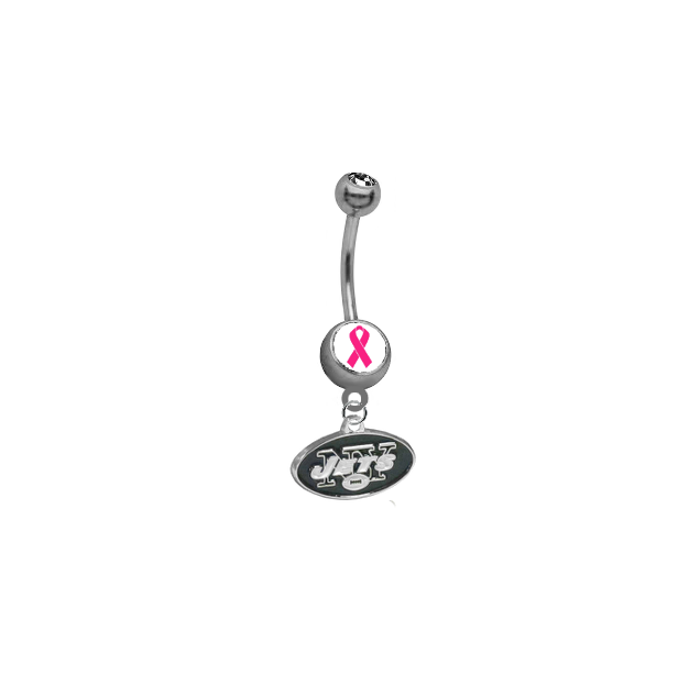 New York Jets Breast Cancer Awareness NFL Football Belly Button Navel Ring