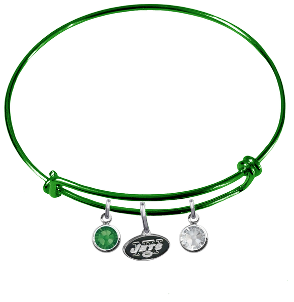 New York Jets Green NFL Expandable Wire Bangle Charm Bracelet