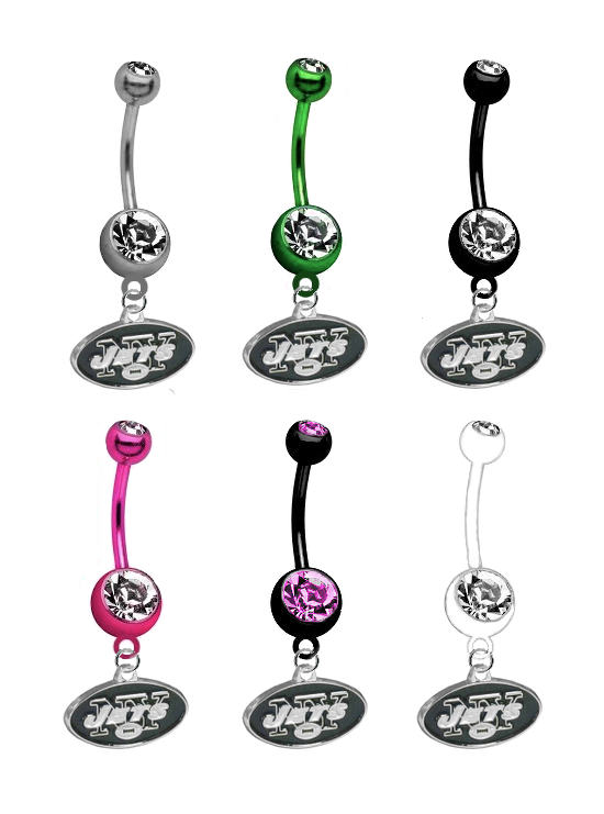 New York Jets NFL Football Belly Button Navel Ring - Pick Your Color