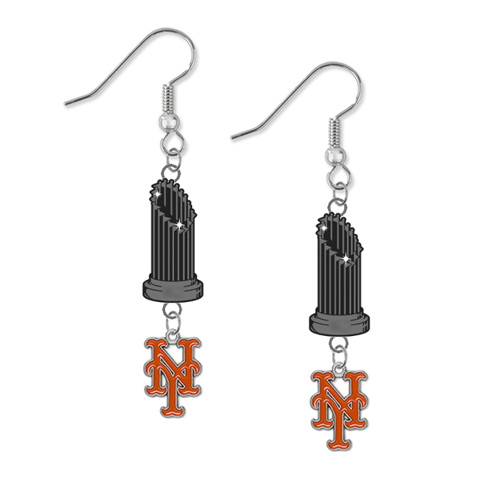 New York Mets MLB World Series Trophy Dangle Earrings