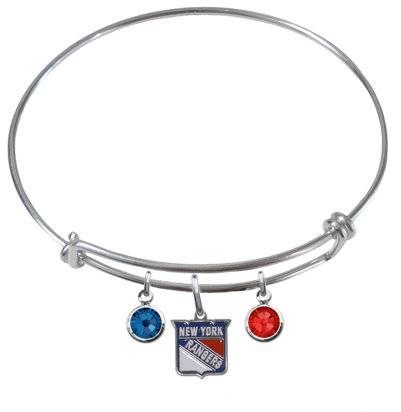 New York Rangers NHL Expandable Wire Bangle Charm Bracelet