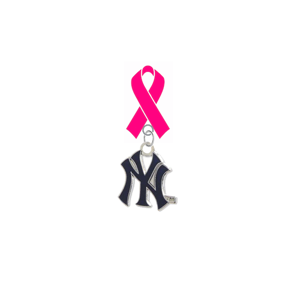 New York Yankees Style 2 MLB Breast Cancer Awareness / Mothers Day Pink Ribbon Lapel Pin