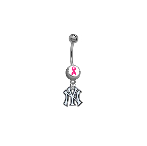 New York Yankees Breast Cancer Awareness Belly Button Navel Ring