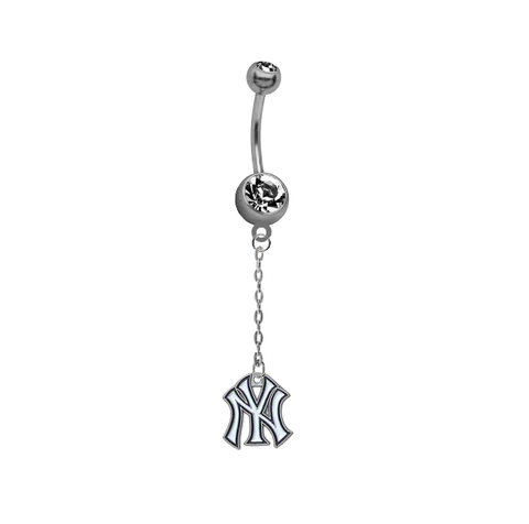 New York Yankees Dangle Chain Belly Button Navel Ring