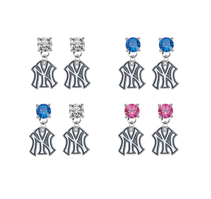 New York Yankees MLB Swarovski Crystal Stud Rhinestone Earrings