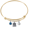 New York Yankees Gold MLB Expandable Wire Bangle Charm Bracelet