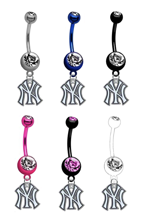 New York Yankees MLB Baseball Belly Button Navel Ring - Pick Your Color