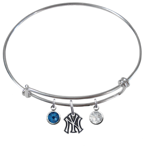 New York Yankees MLB Expandable Wire Bangle Charm Bracelet