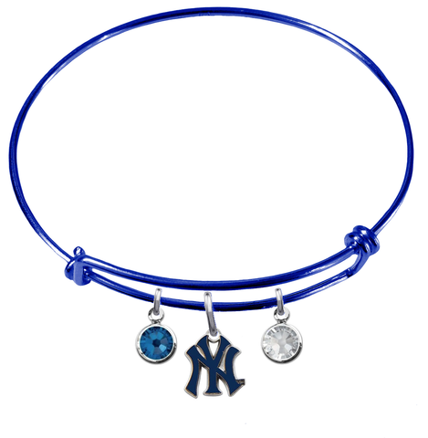 New York Yankees Style 2 Blue MLB Expandable Wire Bangle Charm Bracelet
