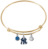 New York Yankees Style 2 Gold MLB Expandable Wire Bangle Charm Bracelet