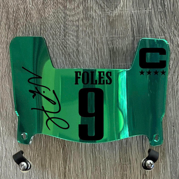 Philadelphia Eagles Nick Foles Mini Football Helmet Visor Shield Green Chrome Mirror w/ Clips - PICK COLOR
