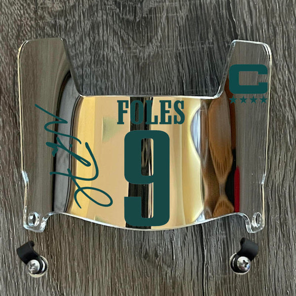 Philadelphia Eagles Nick Foles Mini Football Helmet Visor Shield Silver Chrome Mirror w/ Clips - PICK COLOR