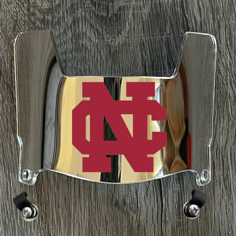 North Central Cardinals Mini Football Helmet Visor Shield Silver Chrome Mirror w/ Clips