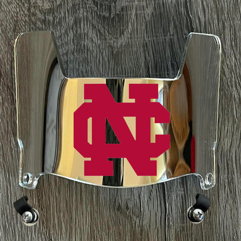 North Central Cardinals Mini Football Helmet Visor Shield Silver Chrome Mirror w/ Clips