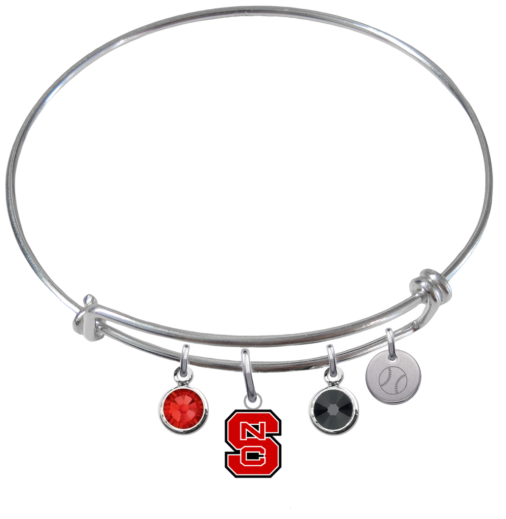 North Carolina State Wolfpack Softball Expandable Wire Bangle Charm Bracelet