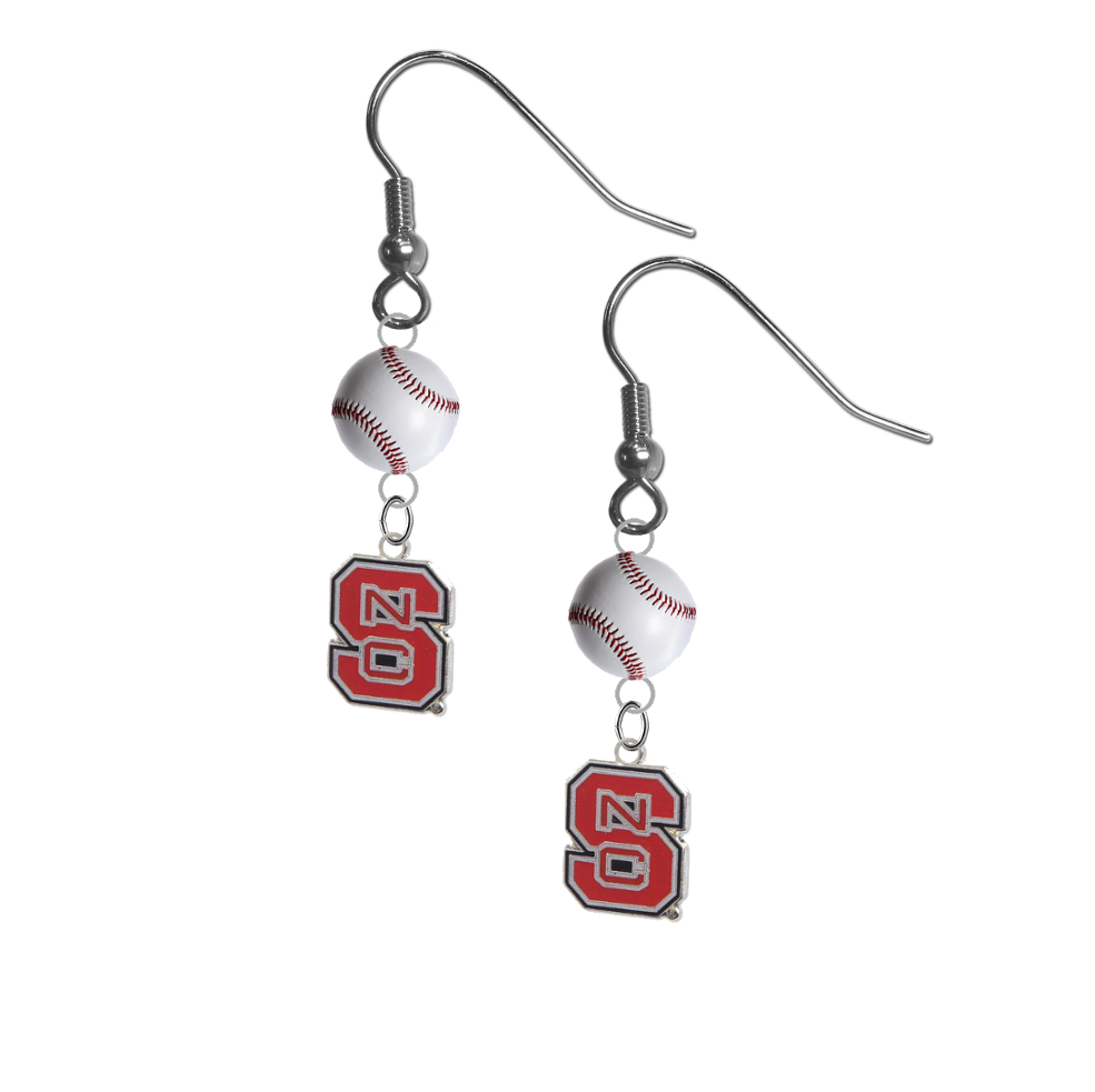 North Carolina State Wolfpack NCAA Baseball Dangle Earrings