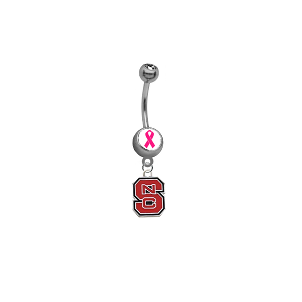 North Carolina State Wolfpack Breast Cancer Awareness Belly Button Navel Ring