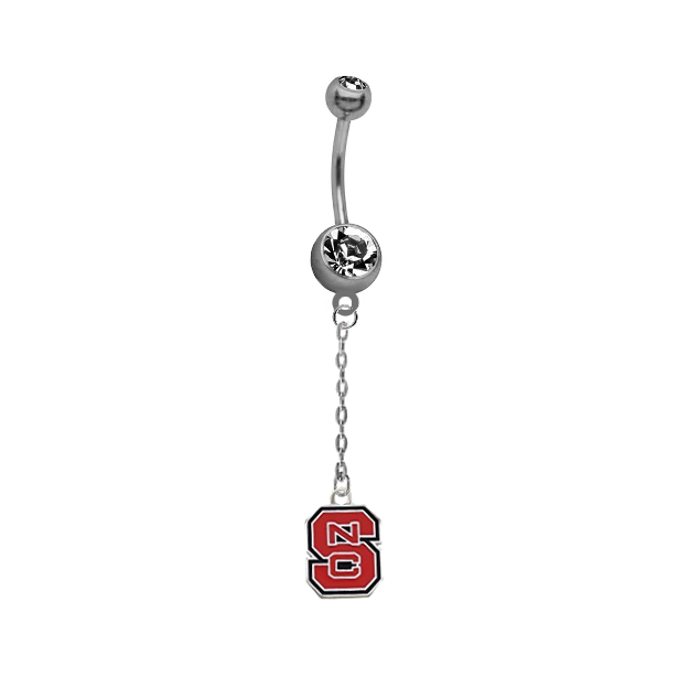 North Carolina State Wolfpack Dangle Chain Belly Button Navel Ring
