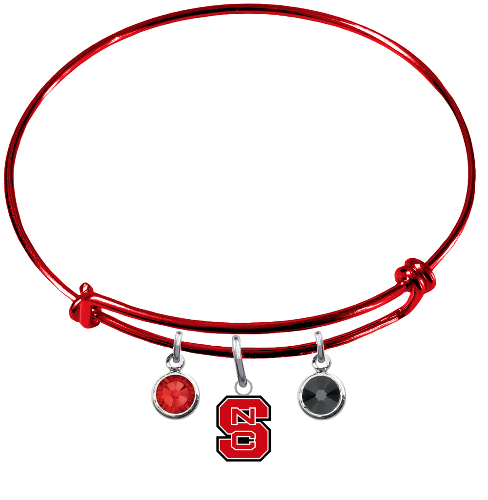 North Carolina State Wolfpack RED Color Edition Expandable Wire Bangle Charm Bracelet