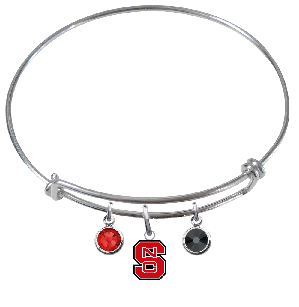 North Carolina State Wolfpack NCAA Expandable Wire Bangle Charm Bracelet