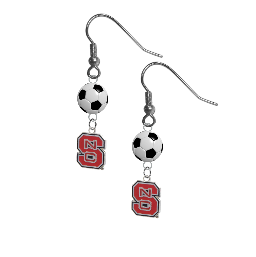 North Carolina State Wolfpack NCAA Soccer Dangle Earrings