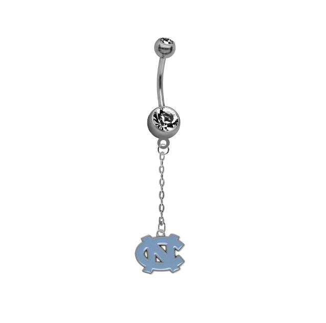 North Carolina Tar Heels Dangle Chain Belly Button Navel Ring