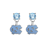 North Carolina Tar Heels LIGHT BLUE Swarovski Crystal Stud Rhinestone Earrings