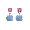 North Carolina Tar Heels PINK Swarovski Crystal Stud Rhinestone Earrings