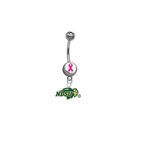 North Dakota State Bison Breast Cancer Awareness Belly Button Navel Ring
